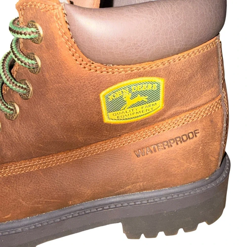 NEW John Deere Skechers Sergeants-Dozer Mens 8.5 Boots Brown Waterproof Leather